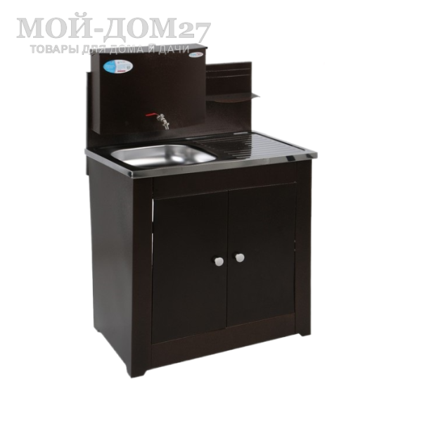 Дефект. Умывальник ДУЭТ с подогревом (Медь) нерж. мойка | Мой-Дом27 | <b>Отверстия крепления верхней и нижней планки на торце тумбы не совпадают - необходимо пересверливать. На сливном отверстии бака следы установки ТЭНа - витринный вариант</b><br>
 Объем бака – 17 литров с нагревателем мощностью 1,25 кВт Время нагрева до 60 градусов – 30 минут<br>
 Возможна установка бака и мойки с левой или с правой стороны умывальника<br Материал="null" умывальника="" сталь="" толщиной="">
 Мойка – нержавеющая сталь<br>
 Кран – металлический<br>
Поставляется в разобранном виде, в коробке 84*53*20 см с ручками